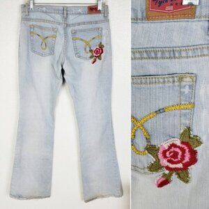 Tyte Jeans Embroidered Boho Y2K Distressed Light Wash Bootcut Jeans